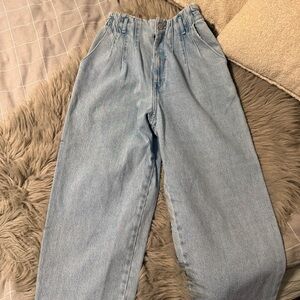 Zara Light Blue Elastic-Waist Denim Jeans
